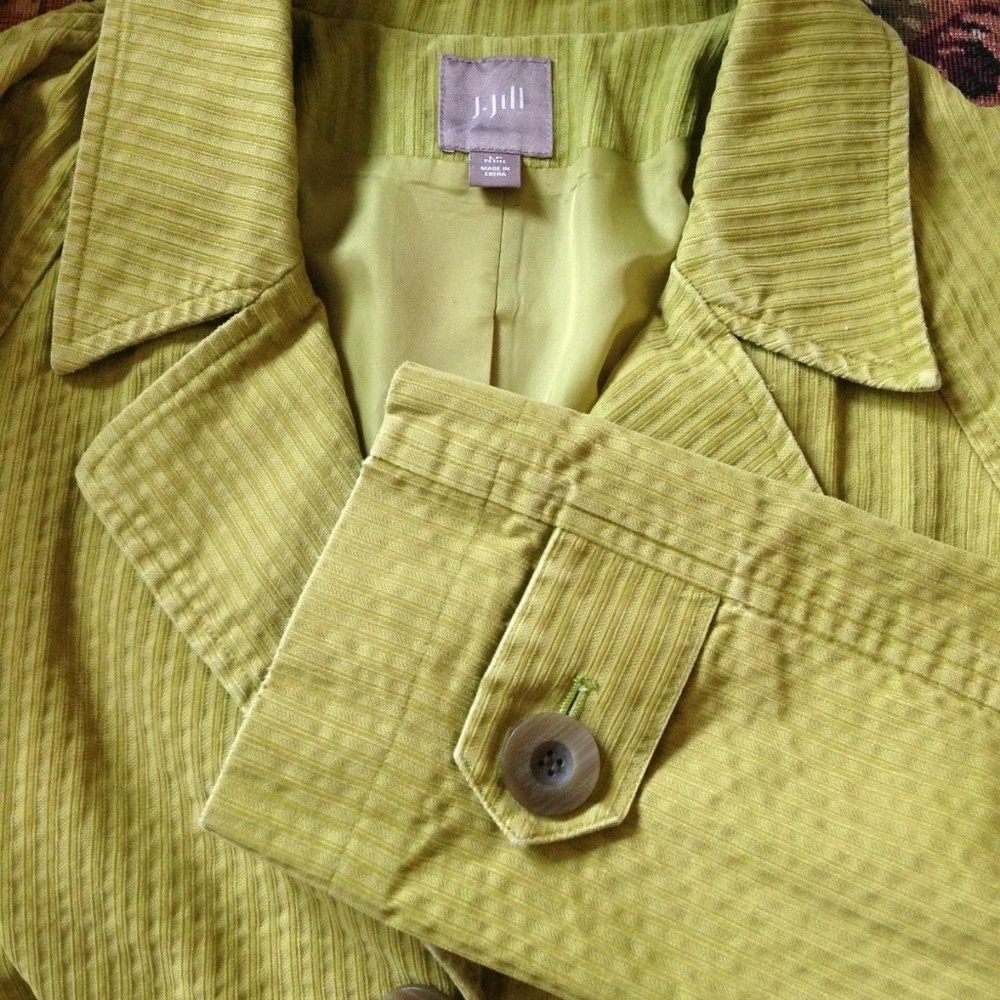 J Jill Jacket Coat Green Corduroy Belt *Read - Picture 7 of 8